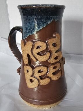 Unique Handmade Pottery Stoneware? Beer Keg Mug Stein "Keg Beer" Large